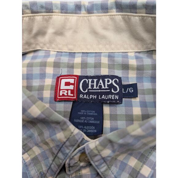 Chaps Ralph Lauren Vintage Mens Short Sleeve Button Down Shirt - Large Plaid - Picture 2 of 8